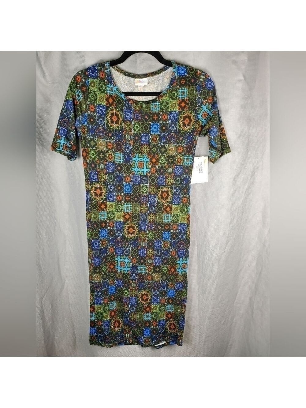 NWT Lularoe Julia, multicolored geometric pattern, size S